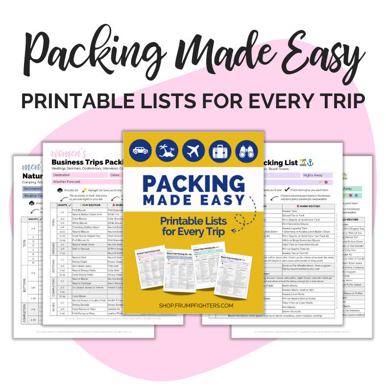 Packing Made Easy - Printable Lists for Every Trip - All trip types from business to pleasure, and all family members and trip lengths are covered! Camping? Visiting New York City? Getting away for a weekend? These lists have got you covered!
