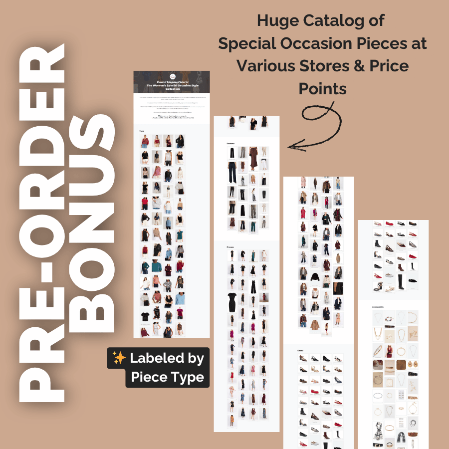Pre-order bonus offer with labeled product catalogs on a brown background