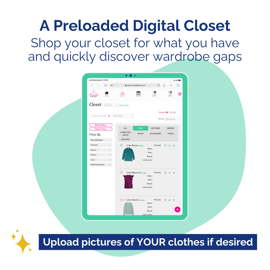 Preloaded Digital Closet Showing Business Clothing Items for a Minimalist Business Casual Capsule Wardrobe