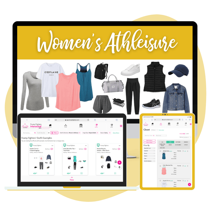 Title of the collection with preview of outfits and capsule wardrobe images: Discover the Ultimate Women's Athleisure Capsule Wardrobe - Chic and Comfy Outfits for Every Season