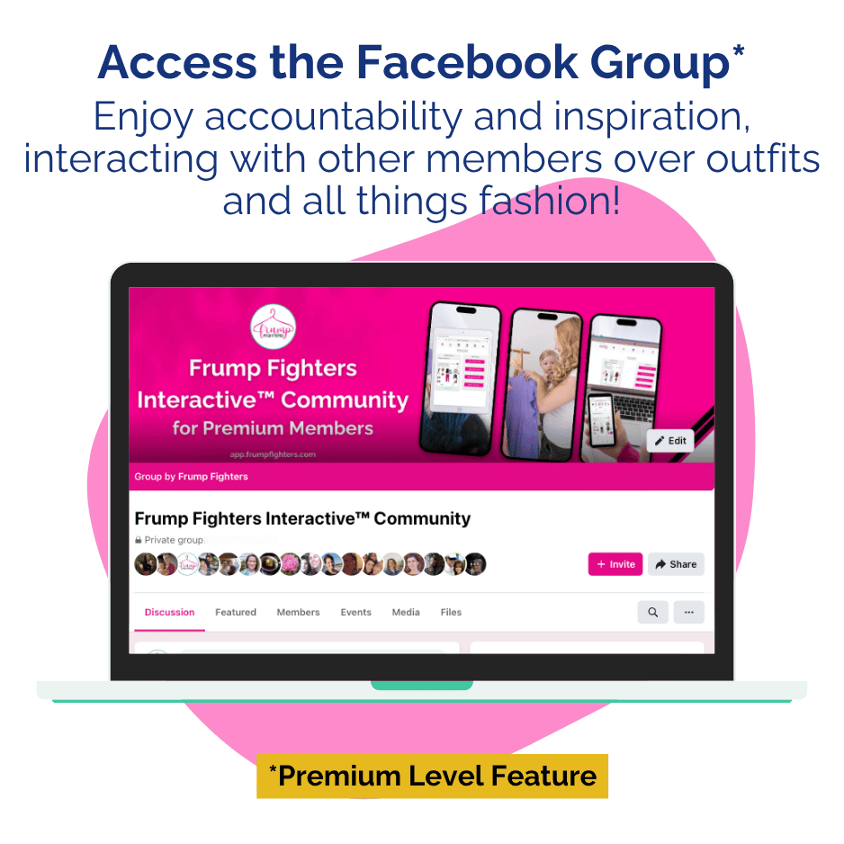 Advertisement for a Facebook group on a computer screen with promotional text.
