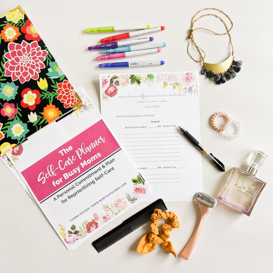 Self-care routine printable planner for women and moms.